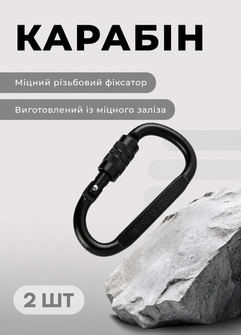 Металевий карабін (2 шт) з різьбовим фіксатором MAB-KR01-black фото