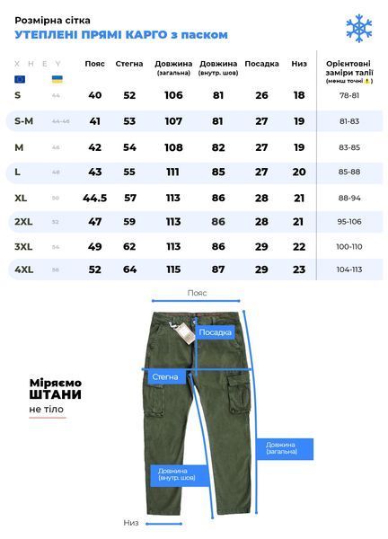 Штаны Карго на флисе прямые KN серые S MPK-ITSKNFL06 фото
